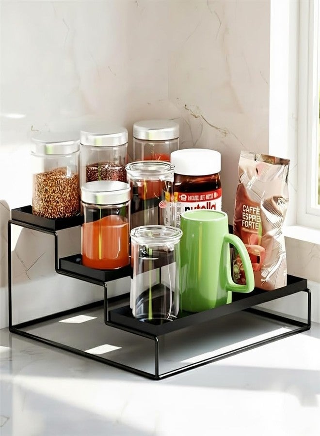Homify 3-Step Countertop Spice Rack & Utensil Organizer | Multipurpose Kitchen Storage Stand for Jars, Condiments, Bottles & Containers | No Assembly Needed | Rust-Resistant Metal (31x29x12 cm) - Image 1